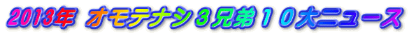 2013年 オモテナシ３兄弟１０大ニュース 